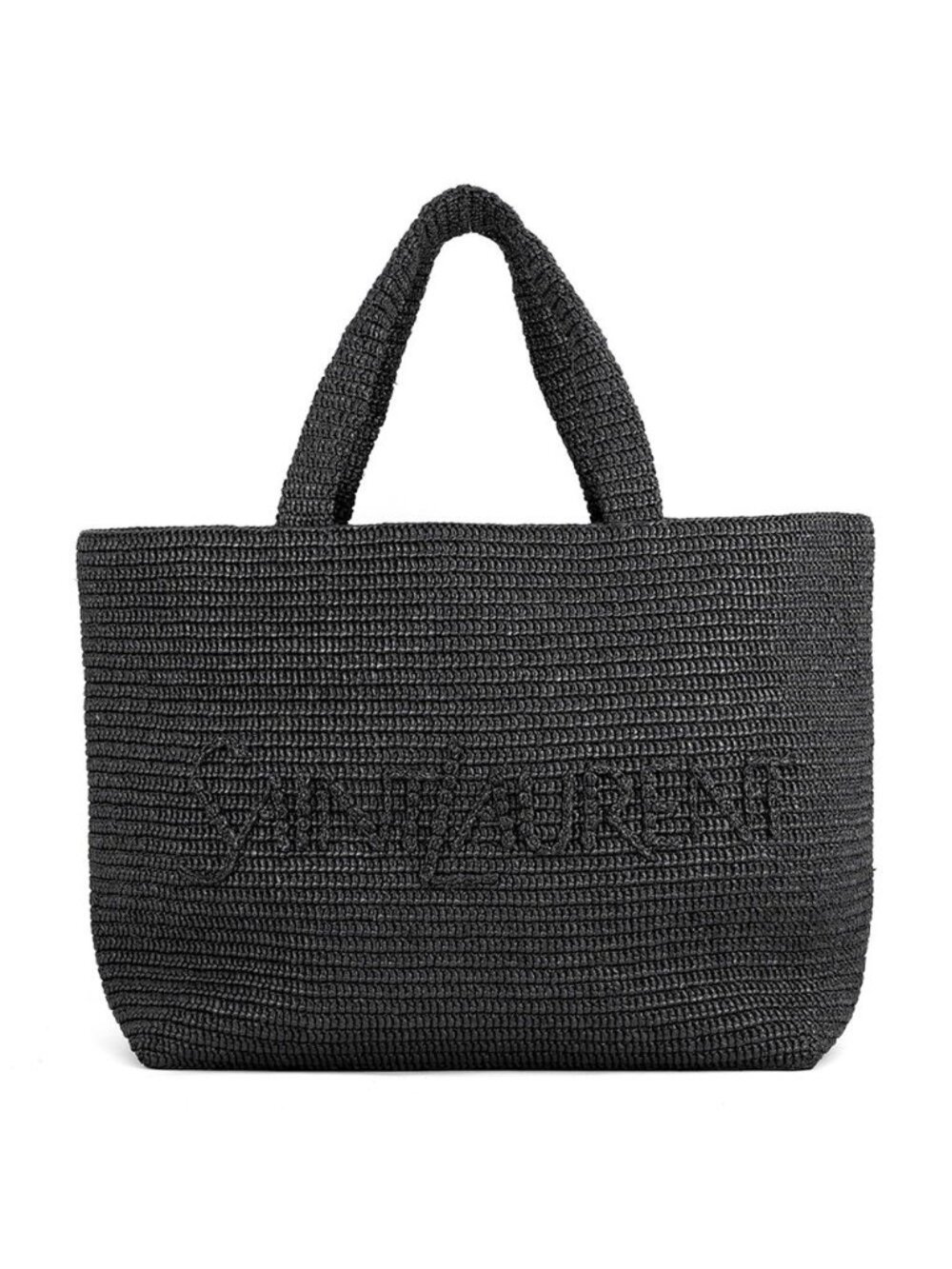 Saint Laurent Paris Tote Bag Logo Raffia Black